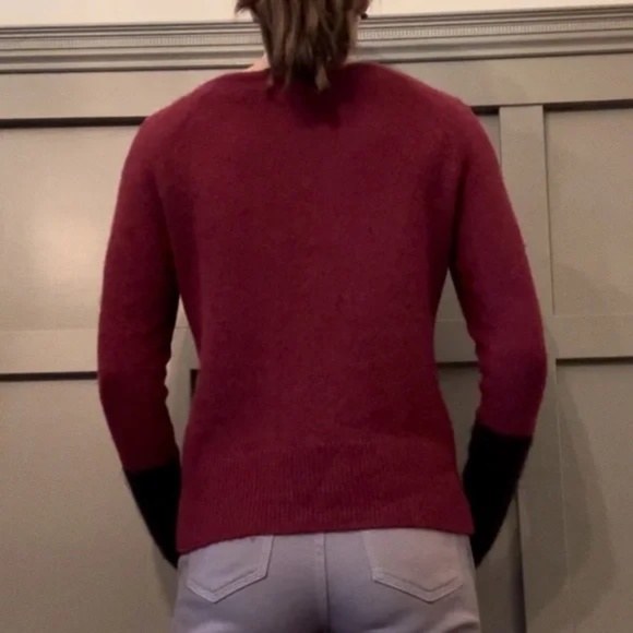 Eileen Fisher Yak Merino Wool Sweater Zipper Detail Colorblock Sleeve Size XS - Picture 4 of 10